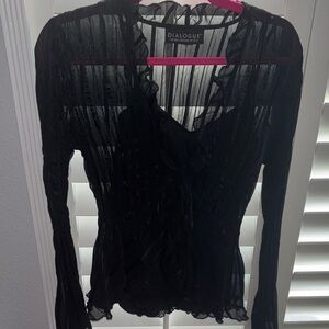 Dialogue Elegant Black Sheer Blouse